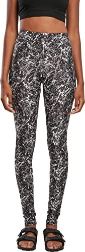 Urban Classics Damen Ladies Soft AOP Leggings Yoga Pants, blackpaint, S