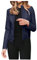 AMDOLE Manteau En Coton Femmes Pure Color Veste courte Slim manches longues Open Front Zipper Business Coat Manteau Rose Pale (Dark Blue, S)
