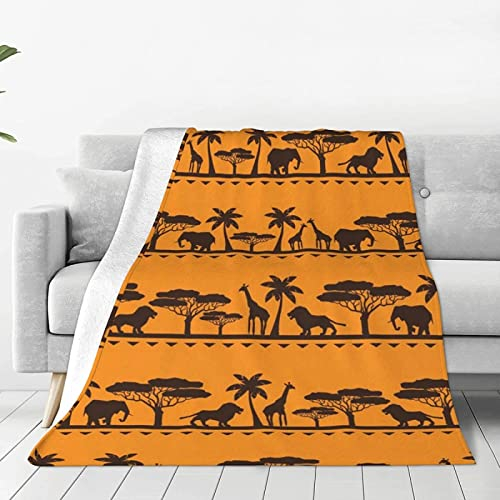 MIYOLI 3D Kuscheldecke 150x200 Flanell Fleecedecke Afrika Decke Tiere Und Pflanzen, Flauschig Mikrofaser Wohndecke Exotisch, für Sofadecke Couchdecke Sofaüberwurf Bettüberwurf