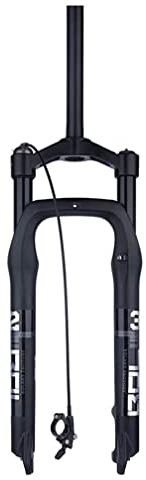 HIMALO Forcella Ammortizzata Snow Bike 26x4.0'' Forcella Fat MTB Air 110mm Corsa 28.6mm Tubo Dritto Forcella E-Bike QR 9x135mm Blocco Remoto (Color : Black)