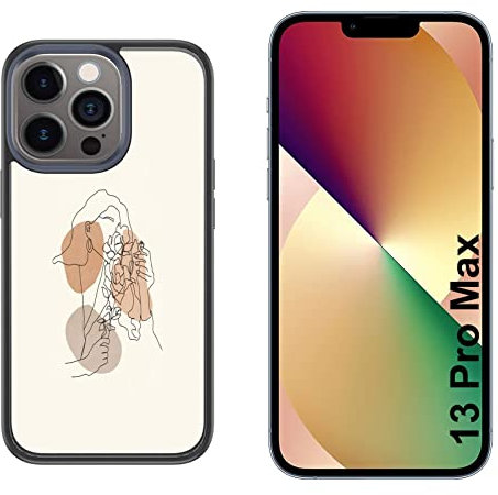 Generico Cover compatibile con Cover Apple iPhone 13 Pro Max Linea artistica Rose Fiori Mani/Glass Back con gomma sui lati/TPU rigido