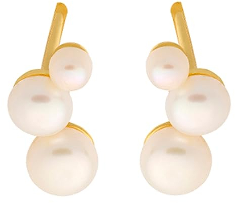 Pernille Corydon Ohrstecker Damen Gold Treasure Earsticks/Ohrstecker Gold mit 3 kleinen Süsswasserperlen - 11mm - E432g