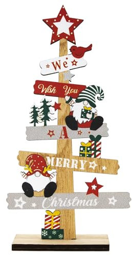 Christmas Table Decorations, Christmas Wooden Table Sign Xmas Tabletop Decorations Gnome Table Sign Centerpiece for Xmas Party Supplies Home Room Decor Y4SDKTBJ (B)