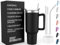 Re Tech UK - 40oz Tumbler with Straw and Lid + 2 Stainless Steel Straws, Silicone Boot, 1.2 litres, Insulated Cup -Travel Mug with Handle - Birthday Gift for Girls, Black
