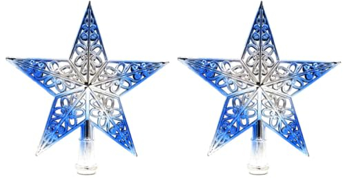 PRETYZOOM 3 Stück Weihnachtsbaum-Sternspitzen 20 cm Ausgehöhlte Stern-Baumspitze Farbverlauf Weihnachtsbaum-Finale Weihnachtsbaumdekoration Für Weihnachtsparty Blau