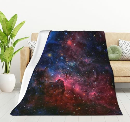 HGOD DESIGNS Galaxy Fleece-Überwurfdecke, ultraweich, gemütlich, blühend, dekorative Flanelldecke, für Zuhause, Couch, Bett, Stuhl, Reisen, 130 x 150 cm