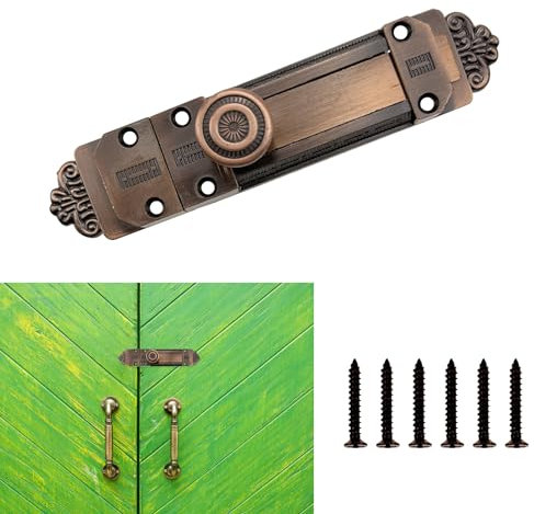 Heavy Duty Tower Bolt,Antique Brown Vintage Gate Latch Zinc Alloy Slide Lock,Surface Mounted Sliding Door Lock Strong Door Security Bolts for Bedrooms, Bathrooms, Cupboards, Storage