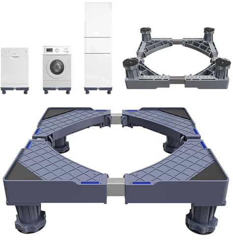Zuquik Support Machine a Laver Seche Linge & Réfrigérateur | Rehausseur Lave Linge et Machine a Laver Réglable,Socle Antivibration jusqu'à 120kg
