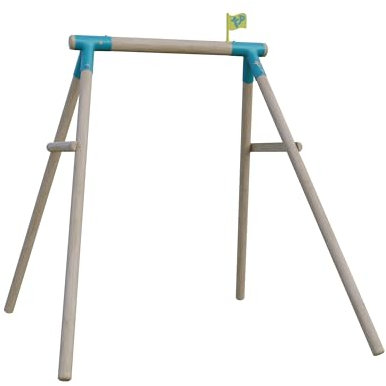 TP Toys Single Compact Roundwood Swing Frame. Wooden Swing Frame For Kids, Wraparound Swing Collars, Ground Stakes. Triple Swing Stand. FSC Certified Timber, Outdoor Hanging Stand - 3 Years+