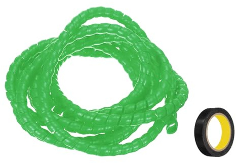 QUARKZMAN Avvolgicavo a Spirale 9,8 Piedi Manicotto di Gestione Cavi Grigio | 8mm, per Organizzare Cavi di Computer Cavi di Alimentazione Tubi Del Gas, con Nastro Adesivo, Pp