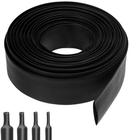 APOMOONS 2m Tubo Termorretráctil 4:1 Ø12/16/32/52mm, Tubo Termoretractil con Pegamento, Funda Termoretractil para Cables, Tubos Termorretráctiles, Tubo Termorretráctil Negro (12mm x 2m)
