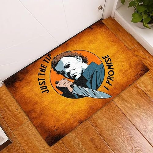 MIAOMANSENSTORE Fußmatte innen außen fussmatte Just The Tip I Promise Fußmatte, Halloween Fußmatte, Trick Or Treat Fußmatte, Willkommen bei Halloween Fußmatte, Michael Myers Fußmatte Deko Wohnzimmer