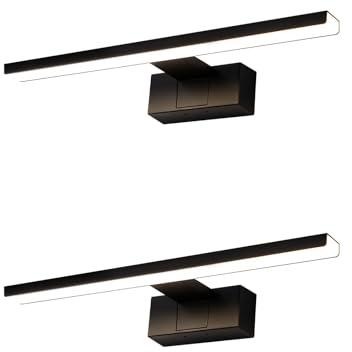 Homefire 2ER LED Spiegelleuchte Bad 30CM - 6W Spiegellampe Badezimmer Schwarz Badleuchte Wand Wasserdicht IP44 Wandlampe Modern Neutral 4000K Wandleuchte für Keller Küche Badschrank