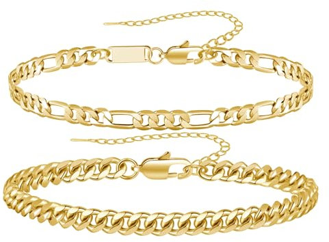 RANKEEF Armband Herren Gold Kettenarmband für Männer Kubanisches Gliederarmband für Männer Figaro-Armbänder Armkette Herren Gold Herrenschmuck Vatertagsgeschenke