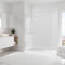 Schulte 1 panneau mural 150 x 255 cm, surface 3.82 m², épaisseur panneau 3 mm, revêtement salle de bain douche, résistant aux rayures, blanc structuré, DécoDesign, livré avec adhésif double face