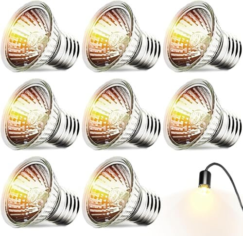 Sunshine Smile 8er-Pack UVA/UVB Terrariumlampe 75W, Wärmelampe für Reptilien & Schildkröten, e27 Fassung