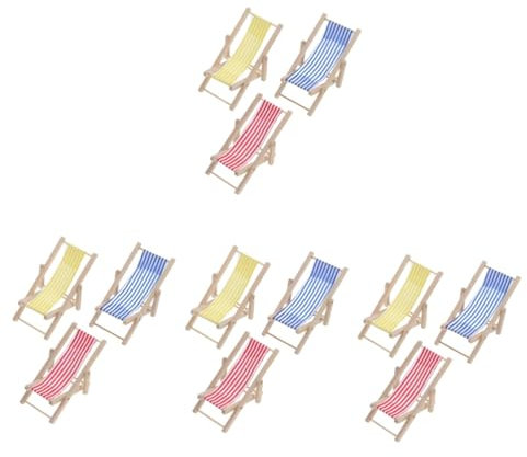 BESTonZON 12stücke Miniatur Strandstuhl Für Teilig Rot Blau Und Gelb Dekoration Für Miniaturlandschaften Und Kreative -projekte