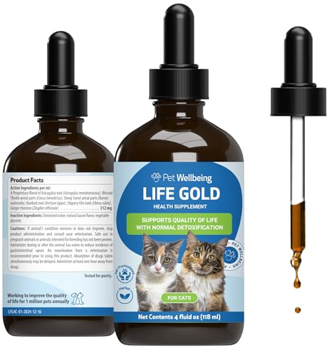 Pet Wellbeing Life Gold for Cats - Immune & Cellular Health, 4 oz | NASC Certified & Vet-Formulated Liquid Immune Supplement with Sheep Sorrel & Burdock Root for Lymphatic & Immune Support