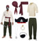 YRTBGD Piratenkostüm Herren Mittelalter Kleidung Herren mit Mittelalter Hemd Hose Herren Piraten Bandana Gürtel Augenklappe Halskette Ohrringe für Halloween Karneval (Grün, 3XL)
