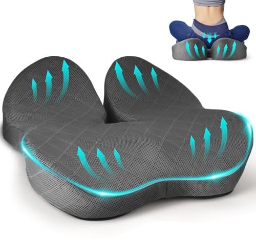 Fwiull Sitzkissen, Hochwertiger Memory-Schaum Sitzkissen, L Sitzkissen Orthopädischer, Stress Abbauen, Ischias, Ergonomische Sitzkissen zur Auto, Sofa, Büro (dunkelgrau)
