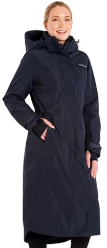 Harry Hall All-Weather Full-Length Long Equestrian Jacket - Waterproof, Breathable, Thermal Filling, Adjustable Waist, Reflective Details, Detachable Hood - Ideal for Horse Riding - Dark Navy - SM
