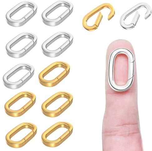 12 pezzi moschettoni ovali riempiti, chiusura ad anello a molla, chiusura per collana e chiusura per la realizzazione di gioielli, collane e bracciali