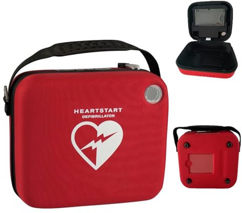 PEAKSEE Tragbarer Defibrillator-Behälter, mit Fernbedienungssignalloch, Größe: H 24 x B 21 x T 11 cm, AED-Aufbewahrungstasche, Notfall-Aufbewahrungstasche, auffälliges Kreuz-Symbol, rot