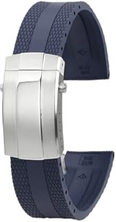 Mefloar Silikon-Uhrenarmband, 22mm, passend for Breitling Superocean Navitimer Avenger, Gummi-Uhrenarmband, Faltschließe, Herren-Zubehör(Blue steel buckle)