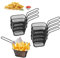 Lot de 8 petits paniers à frire noirs en acier inoxydable pour frites, mini frites, paniers à frites, paniers à friteuse, panier à friteuse, panier pour servir des frites, des crevettes, des rondelles