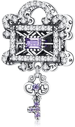 Ciondolo con chiave e lucchetto Ciondolo in argento sterling 925 adatto per la collana del braccialetto Pandora