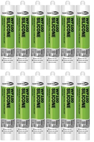 Bond It WP100 Premium Neutral Cure Oxime Silicone Sealant – 12x Agate Grey, 285ml | High-Performance Silicone – Mould-Resistant – Permanently Flexible | Sealant for Building & Construction Joints