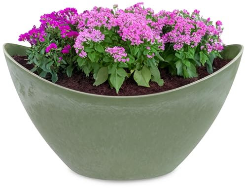 matches21 HOME & HOBBY Grand bac décoratif vintage vert olive 24 x 10 x 14 cm pour plantes d'extérieur Décoration de table