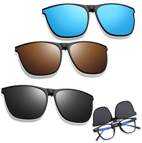 HaploS 3 Pièce Clip Solaire, Clip Lunettes de Soleil Polarisées