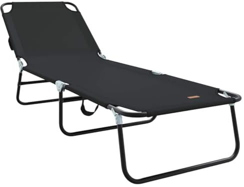 vidaXL Klappbare Sonnenliege Schwarz 188 x 57 x 86,5 cm Polyester, Garten und Terrasse, Moderner Liegesessel, Gartenmöbel, Verstellbare Liege, Klappstuhl, Entspannungsplatz