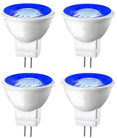 LIDESENMO 4-Pack AC DC 12V LED MR11 Light Bulb 3 Watt G4/GU4/GZ4 Bi-Pin Base 1.4in LED Spot Track Accent Light Lamp Landscape Lights Courtyard Flood Path Paver Lighting Bulbs (Blue)