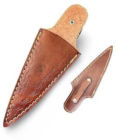 Cowhide Brown Leather Sheath for Scottish Sgian Dubh Knife – 21cm with Belt Loop & Punch Design