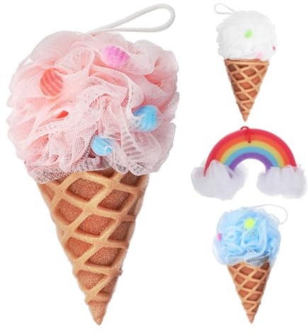 Kinder Badeschwamm Eiscreme Form 4 Stück-pack PE und Schwamm für Bad