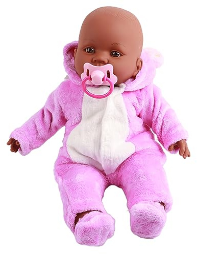 Hztyyier 16 Zoll Lebensechte Schwarze Haut Wiedergeborene Puppe Entzückende Kleidung Kindermaterial