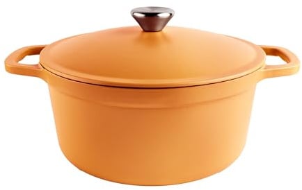 Commichef Leichter Gusseisen Bräter mit Deckel, 26 cm, 4,5 l | Terrakottarot, emailliert, zum Schmoren, Kochen und Brotbacken, induktionsgeeignet, ofenfest