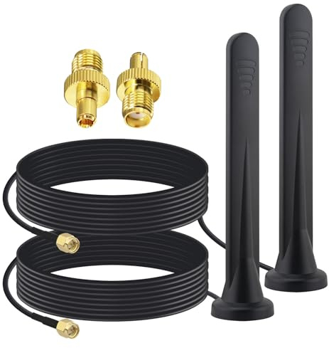 YILIANDUO 5G 4G LTE Antenna 5dBi SMA Male External Antenna, 2-Pack | Omni-Directional SMA WiFi Antenna with Magnetic Base 3M Cable + TS9 Adapters for Router, Modem, Gateway, CCTV, Boat & Caravan