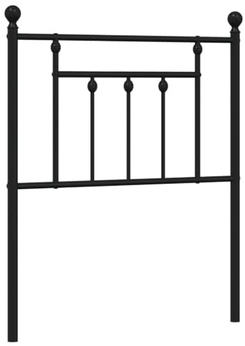 Foknhdi Kopfteil Bett 75 cm Schwarz aus robustem Metall, Modernes Design, Pulverbeschichteter Stahl, Rückenlehne fürs Lesen, Montage mit M6 Schrauben, für Jugend und Gästezimmer