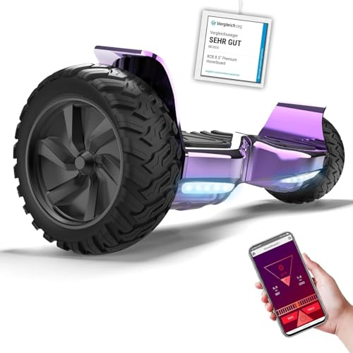 RCB 8.5 Premium Offroad Hoverboard, APP Steuerfunktion,Integrierte LED-Bluetooth mit Leistungsstarkem Motor,Elektro alle Gelände Hoverboards,Geschenk für Kinder