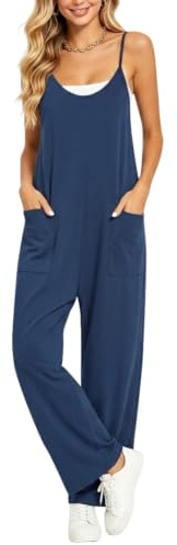 Aomig Salopette Donna Estiva, Tuta Jumpsuit Donna con Tasche Laterali, Cinghie Regolabili, Vestibilità Ampia per Vacanze e Lavoro, Senza Maniche per Casa