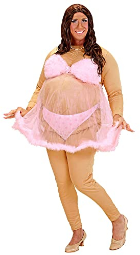 W WIDMANN MILANO Party Fashion - Kostüm Dicke Stripteasetänzerin, gepolstertes Kostüm, Slip, Babydoll, Karneval, Mottoparty