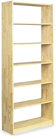 IDIMEX Standregal mit 7 Böden, praktisches Bücherregal aus massiver Kiefer in Natur, Schlichtes Büroregal aus Massivholz