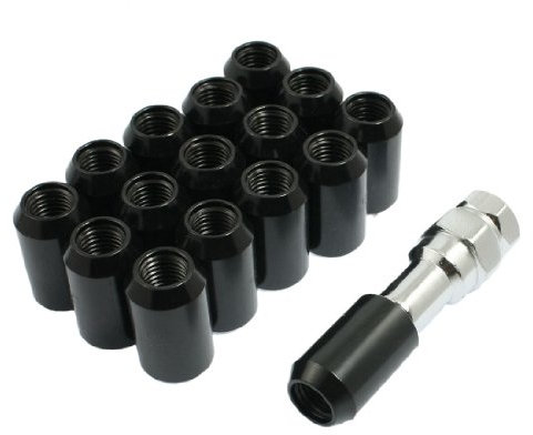 sourcing map M12 X 1,5mm Paso de Roscas Antirrobo Hex Tuercas de Cubo Lanta con Llave Acero Carbono Negro
