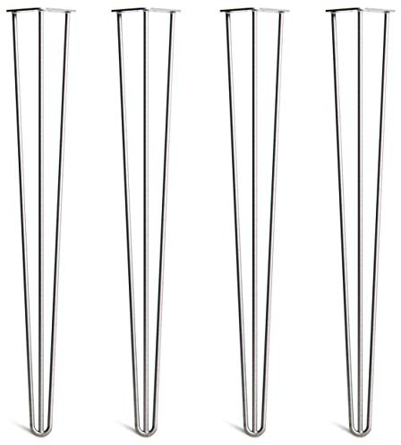 Lot 4 Pieds En Épingle À Cheveux En Acier 10mm Haute Qualité - Style Milieu 20ème Siècle - Protège-Pieds, Guide Installation, Vis Inclus - Disponible Dans 10-86cm Et Une Gamme Complète De Finitions