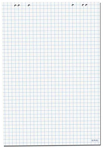 Cancelleria - Blocco Lavagna a fogli mobili da 20 Fogli 70x100 cm Rigatura a Quadretti 80 gr. per lavagna cavalletto carta patinata bianca di alta qualità Foratura Universale per ogni tipo di lavagna