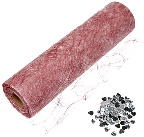 Sizoweb Tischband Altrosa - 30 cm Rolle 25 Meter + 100 Deko Herzen - 64 044