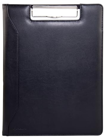 monolith 2000002801 - Schreibmappe Din A4, Lederoptik, Schwarz, Klemmfunktion